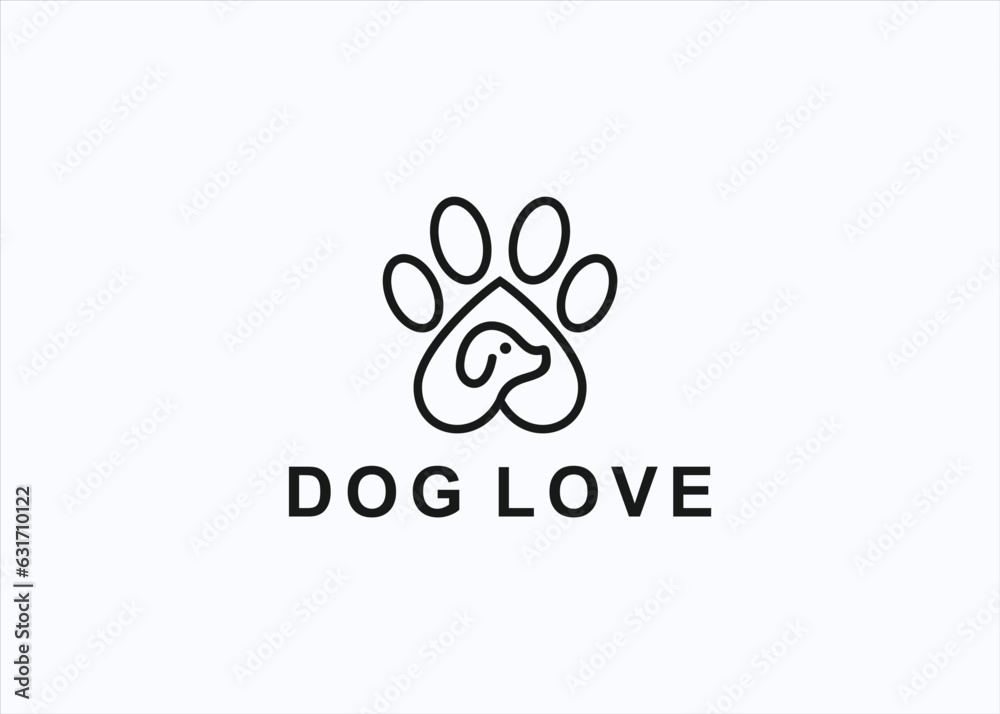 love dog logo design vector silhouette illustration