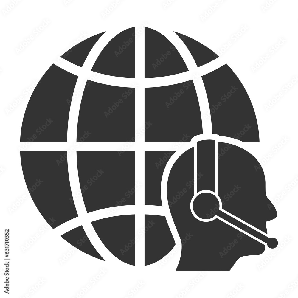 Vector illustration of global customer service icon in dark color and transparent background(PNG). Vector illustration of global customer service icon in dark color and transparent background(PNG).