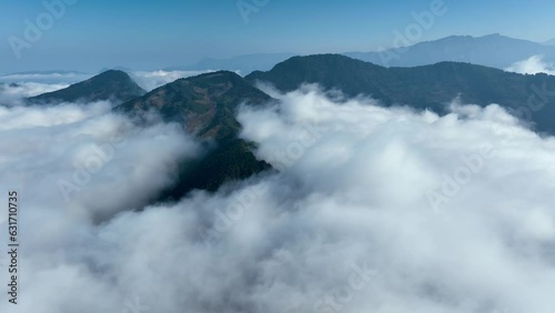 Wallpaper Mural Aerial shot of low clouds moving pass mountains in Taiwan Torontodigital.ca