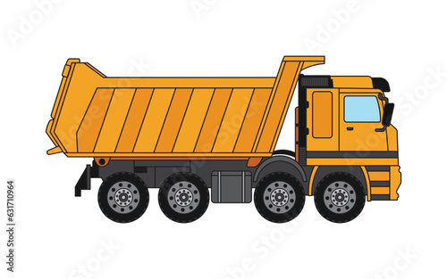 Kids drawing Cartoon Vector illustration dumptruck Isolated on White Background