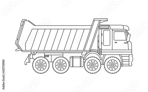 Hand drawn Kids drawing Cartoon Vector illustration dumptruck Isolated on White Background