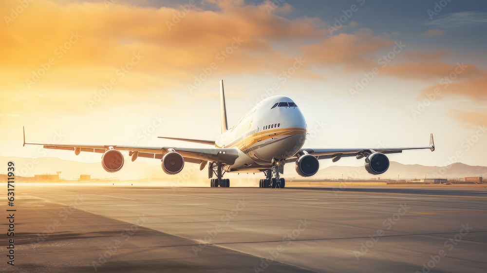 Passenger plane stands on the runway visualization AI Passenger plane stands on the runway visualization AI