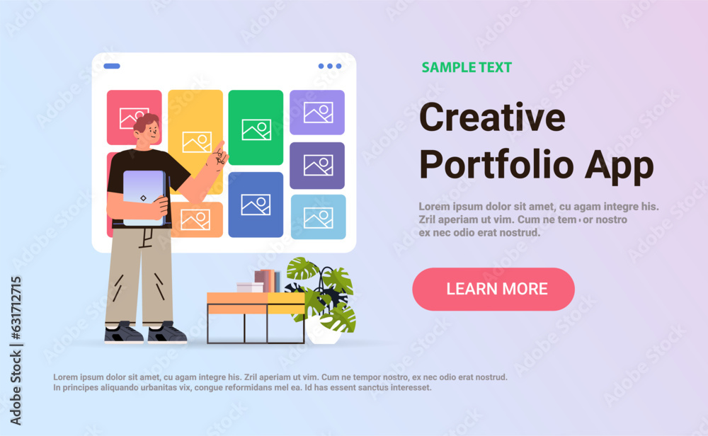 man using creative portfolio app on computer screen visual design ...