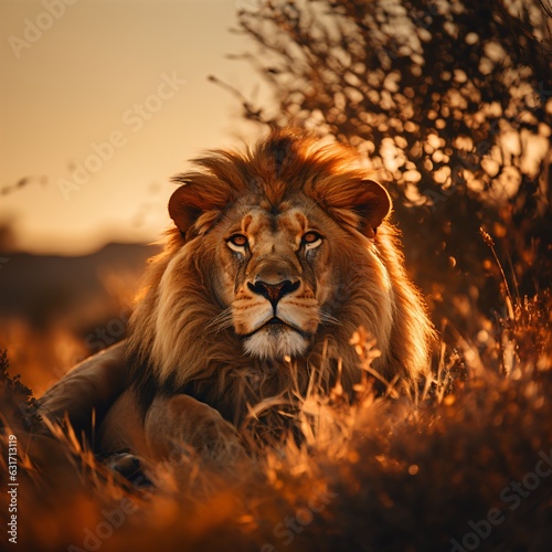 lion in the sunset  big five wildlife safari
