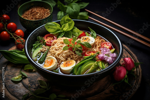 thai noodle soup, aesthetic look