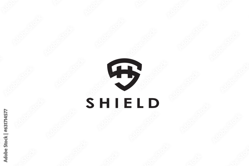 shield logo design with letter SH