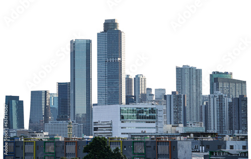Fototapeta Naklejka Na Ścianę i Meble -  skyscrapers in downtown city. city building landscape, some people said many high building is like city landmark of jakarta amazing for design or brochure or company profile. High building transparent