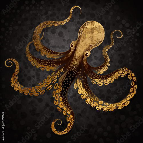 Canvastavla Golden Octopus