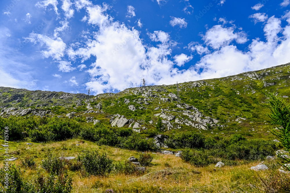 Naklejka premium Gotthard, St. Gotthard, Passhöhe, Passstrasse, Bergstrasse, Gotthardpass, Bergsee, Gotthardmassiv, Tremola, Wanderweg, Alpen, Airolo, Tessin, Uri, Sommer, Schweiz