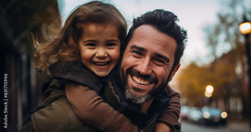 dad with daughter giving a piggy back, generated illustration, both are happy and smiling, dad with daughter giving a piggy back, generated illustration, both are happy and smiling,