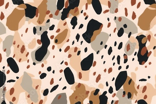 Modern minimalist pattern with leopard skin. Fashionable template for design, Generative AI
