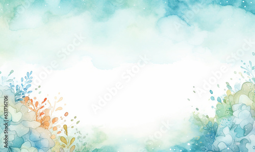 watercolor floral background, frame, pattern, texture. template for design. pastel colors