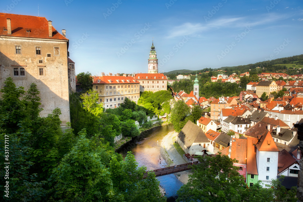 Beautiful Cesky Krumlov in the Czech Republic, with the Vltava River and the Castle Dominating the City