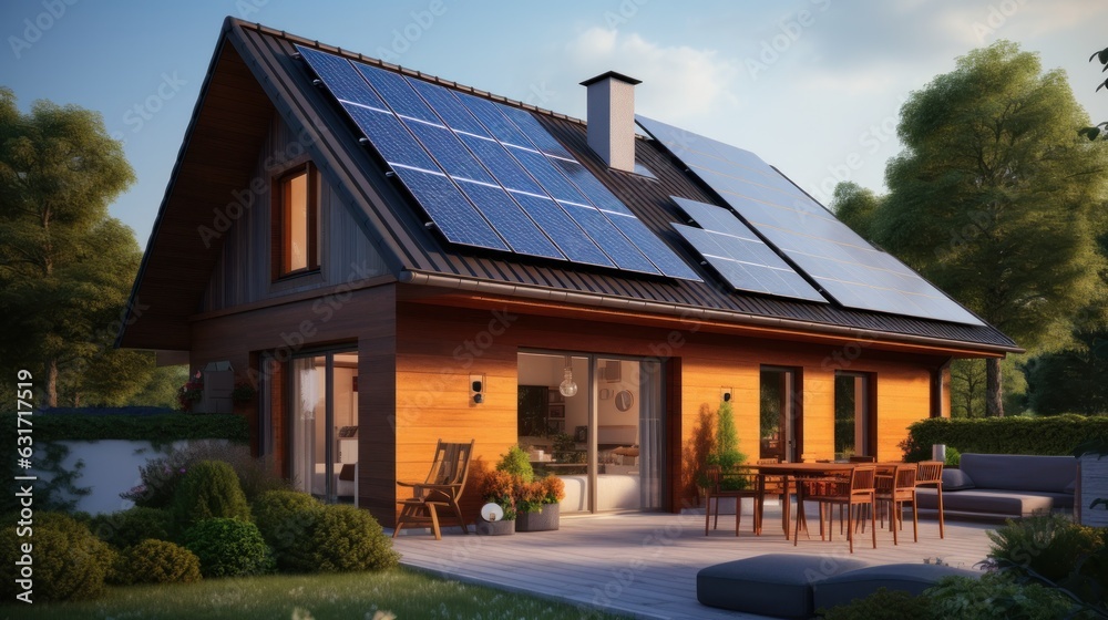 Solar panels on modern house Solar panels on modern house