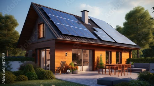 Solar panels on modern house © ArtCookStudio