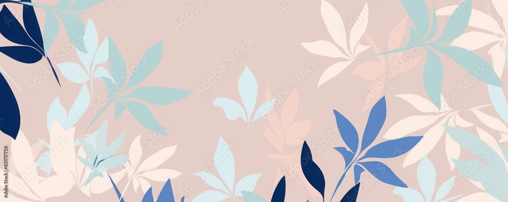 Minimalist floral trendy abstract pattern. Modern  template for design. Bright pastel color palette, Generative AI