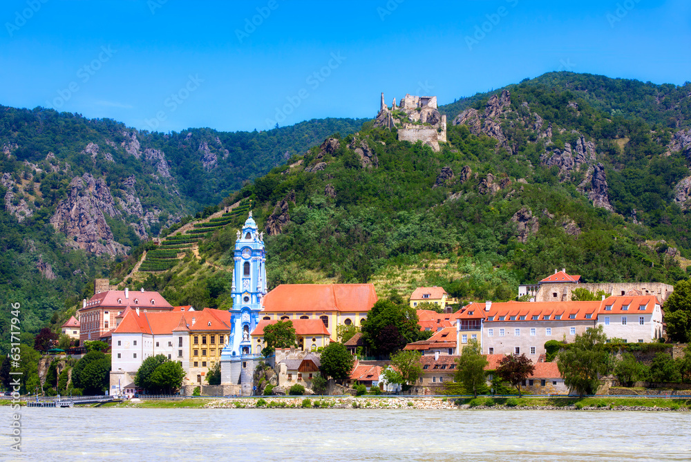 The Beautiful Village of Dürnstein on the River Danube in Austria, Dominated by the Abbey Church