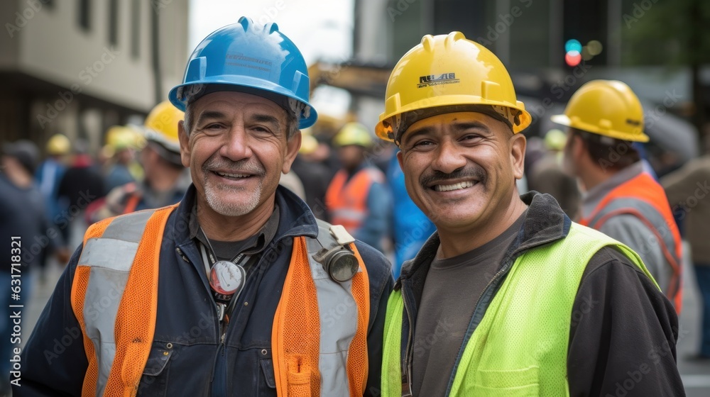 Hard hat workers together Hard hat workers together