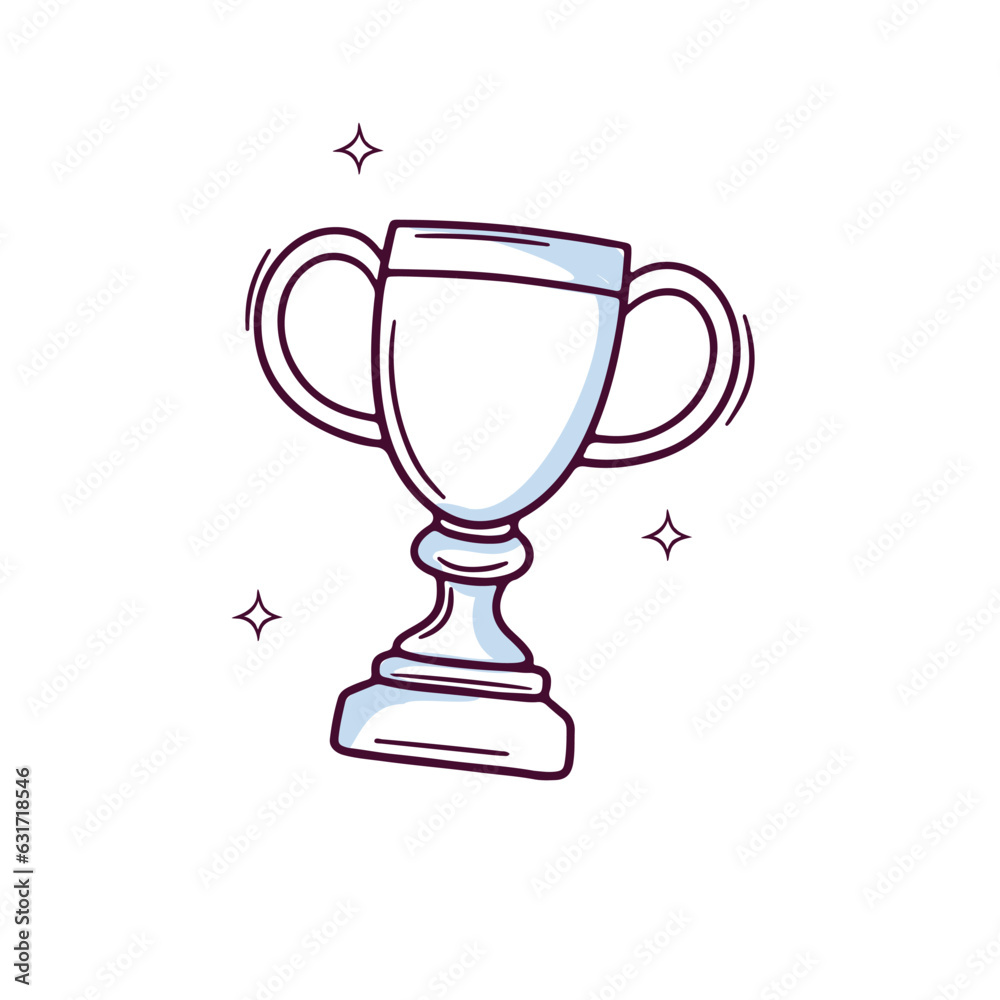 Hand Drawn Trophy icon. winner trophy. Doodle sketch Vector Illustration Hand Drawn Trophy icon. winner trophy. Doodle sketch Vector Illustration