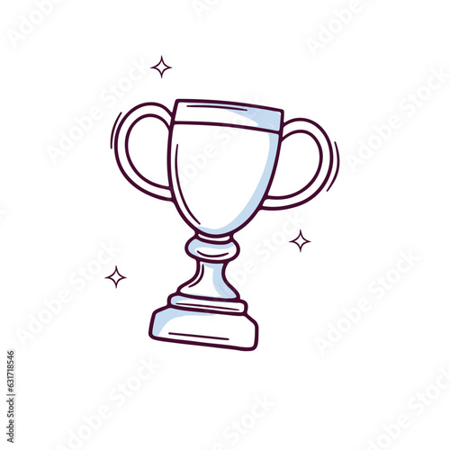 Hand Drawn Trophy icon. winner trophy. Doodle sketch Vector Illustration