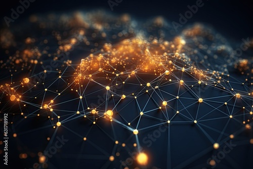 Abstract 3d rendering of technology background. Network connection structure. Big data visualization. Abstract digital technology background. Global network connection concept, AI Generated