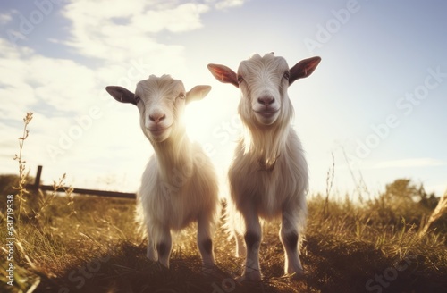 Funny goats portrait