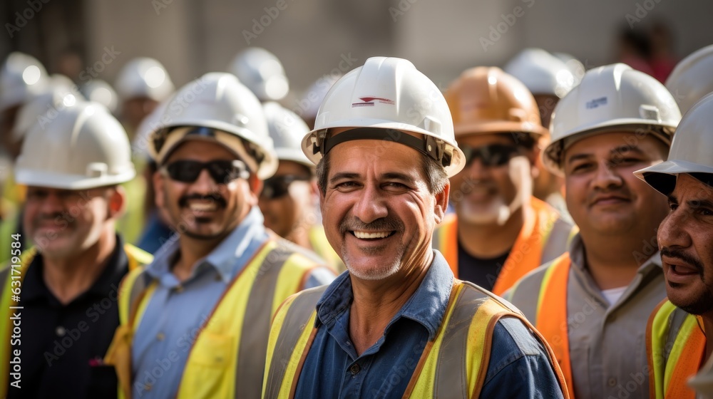 Hard hat workers together