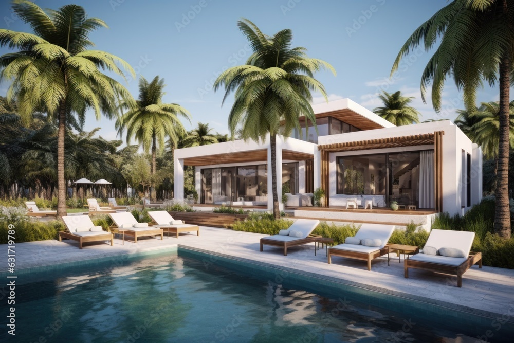 Fototapeta premium Modern villa with swimming pool