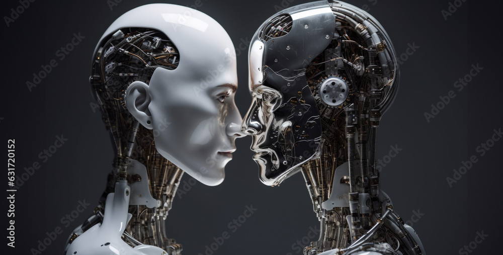 a personality with half human and half ai robot. Generative Ai content