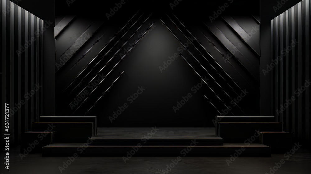 Abstract minimalistic monochrome scene with geometric shapes. Black visualization AI Abstract minimalistic monochrome scene with geometric shapes. Black visualization AI