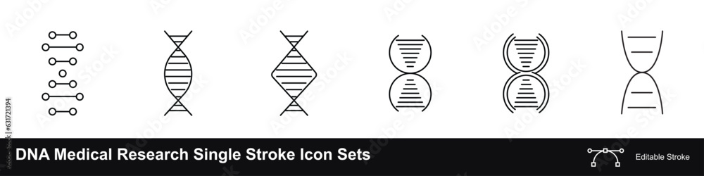 DNA medical research single stroke vector icons scalable DNA medical research single stroke vector icons scalable