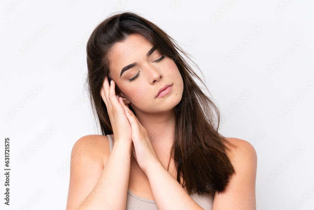 Young Brazilian woman isolated on white background . Portrait Young Brazilian woman isolated on white background . Portrait