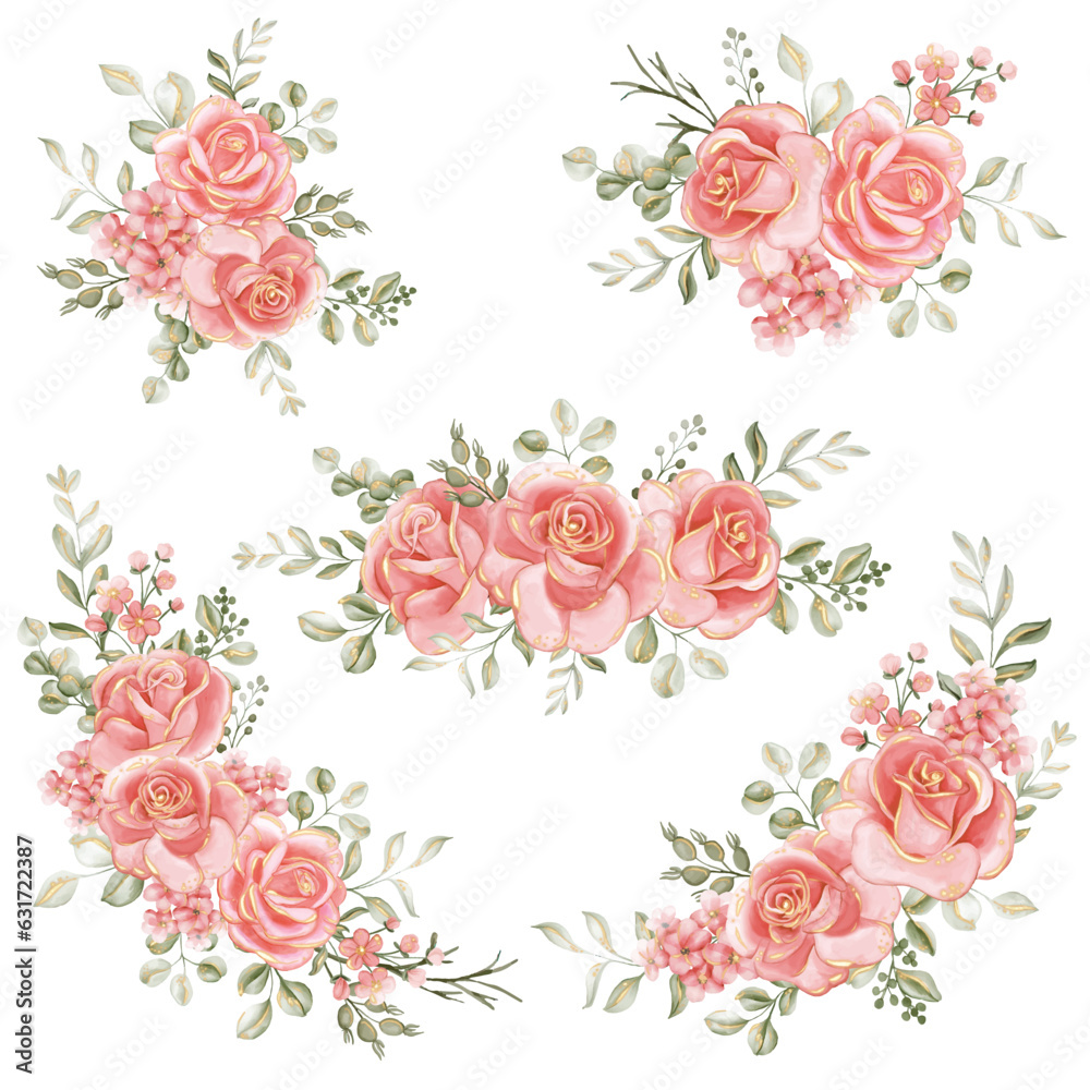 rose pink gold floral arrangement for the background frame