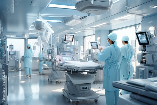 Medical Team Performing Surgical Operation in Modern Operating Room. Generated with AI