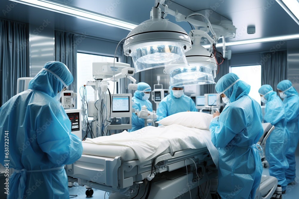 Medical Team Performing Surgical Operation in Modern Operating Room. Generated with AI Medical Team Performing Surgical Operation in Modern Operating Room. Generated with AI