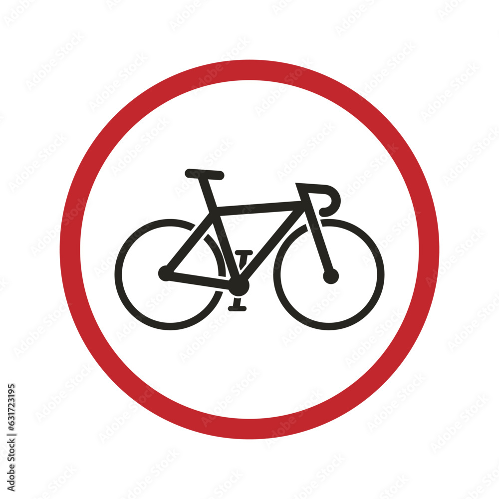 Isolated printable bike lane, bicycle road line sign in round circle white red format, with illustration vintage road bike Isolated printable bike lane, bicycle road line sign in round circle white red format, with illustration vintage road bike
