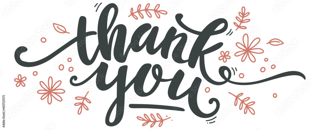 Thank you hand drawn lettering vector eps
