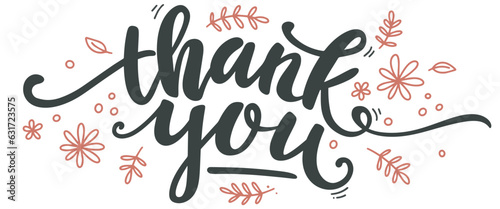 Thank you hand drawn lettering vector eps