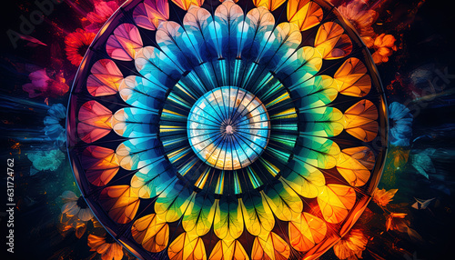 A captivating image where various media images are refracted through a kaleidoscope