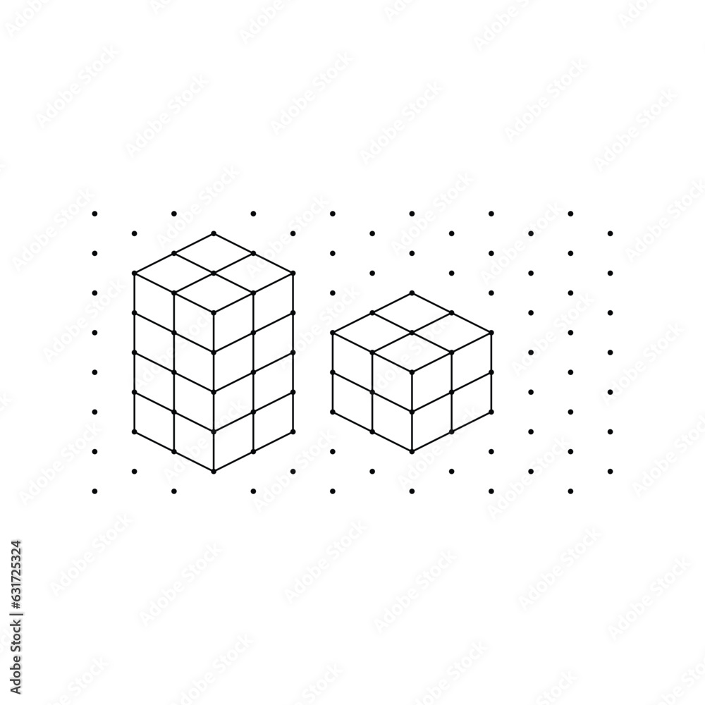 Dots grid background. Square graph. isometric cube line drawing. Architect project texture. School math sheet. the world of geometry Dots grid background. Square graph. isometric cube line drawing. Architect project texture. School math sheet. the world of geometry