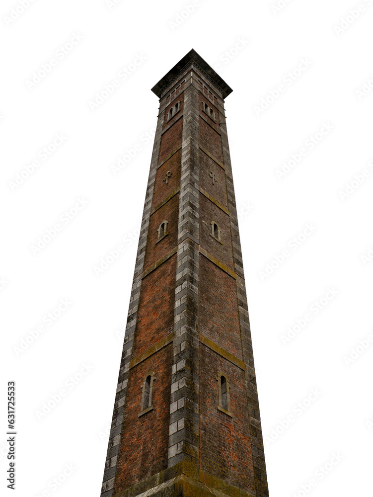 High brick tower construction isolated over transparent background png illustration