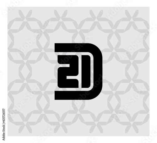 Graphic symbol for corporate business identity. Number 21 and letter D - Logo design. D21 or 21D - Elegant universal vector sign. Pattern on background. photo