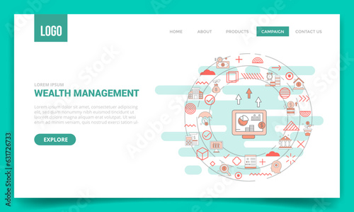 wealth management concept with circle icon for website template or landing page homepage