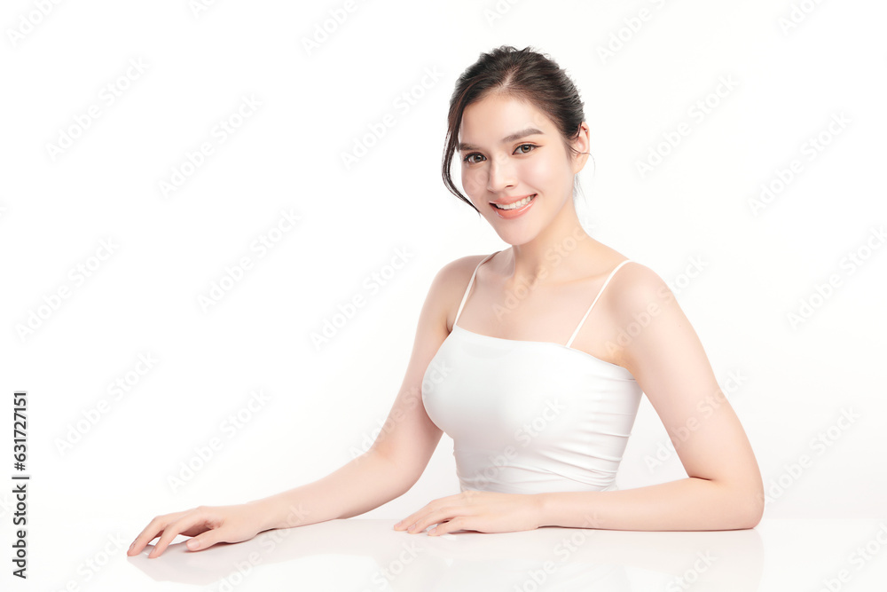 Beautiful young asian woman with clean fresh skin on white background, Face care, Facial treatment, Cosmetology, beauty and spa, Asian women portrait. Beautiful young asian woman with clean fresh skin on white background, Face care, Facial treatment, Cosmetology, beauty and spa, Asian women portrait.