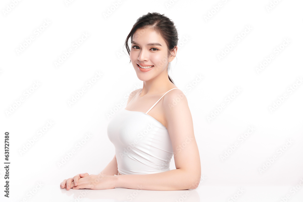 Beautiful young asian woman with clean fresh skin on white background, Face care, Facial treatment, Cosmetology, beauty and spa, Asian women portrait. Beautiful young asian woman with clean fresh skin on white background, Face care, Facial treatment, Cosmetology, beauty and spa, Asian women portrait.