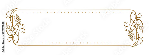 Vector horizontal rectangle dotted frame with ivy leaves decoration