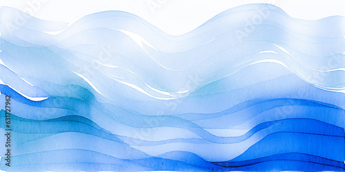 Wallpaper Mural Ocean water watercolor waves background, blue isolated wavy boarder for copy space text. Teal river wave flowing motion. Lake wavy web banner. Sea wave watercolor backdrop. Pool waves cartoon graphic Torontodigital.ca