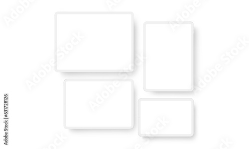 Clay Tablet Computer With Blank Screens, Vertical and Horizontal Mockup. Vector Illustration