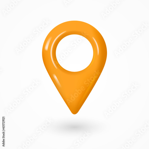 3D realistic location orange map pin gps pointer markers vector illustration for destination. Web marker for position