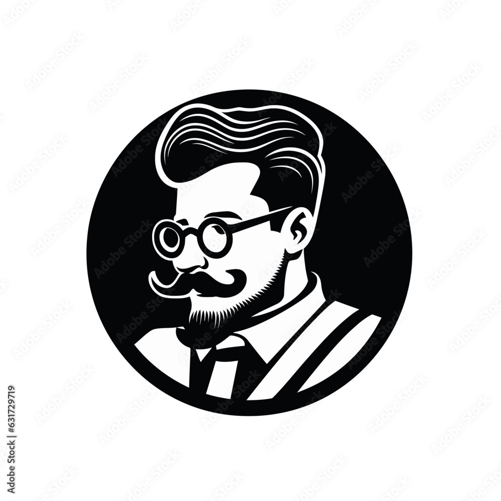 Vector logo of barbershop, minimalistic, black and white Vector logo of barbershop, minimalistic, black and white